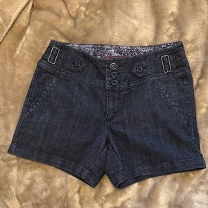 one 5 one Dark Blue Denim Button-Front Women's Shorts